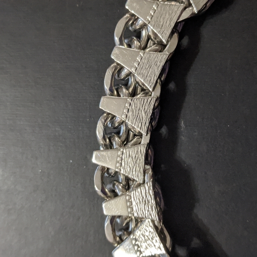 Silver Tone Triangle Chain Chunky Statement Brace… - image 3